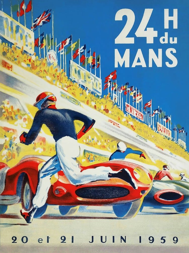 24 Heures Du Mans Car Race Vintage Poster