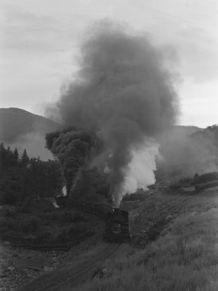 Train Coming Up The Valley On A Narrow Gauge Track, Ouray County, Colorado, Notice The Two Engines By Russell Lee