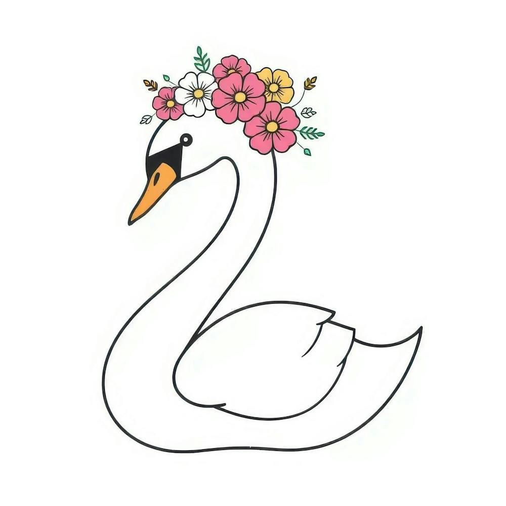 Swan With Flowers 1