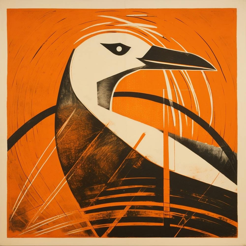 Retro Bird Lithograph Albatross