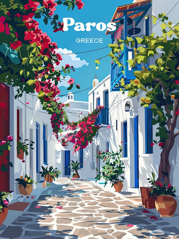Paros Greece Island Digital Travel Art