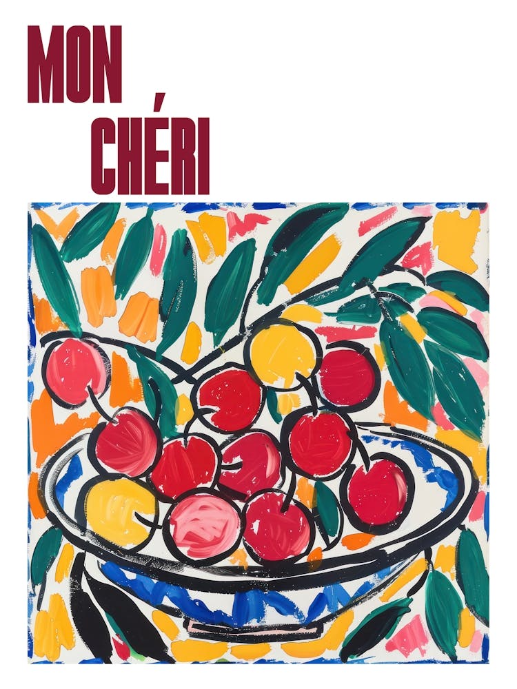 Mon Cheri Poster Cherries Matisse Style 9