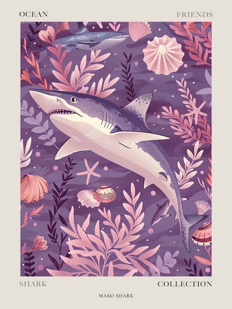 Purple Mako Shark Illustration 2 Poster