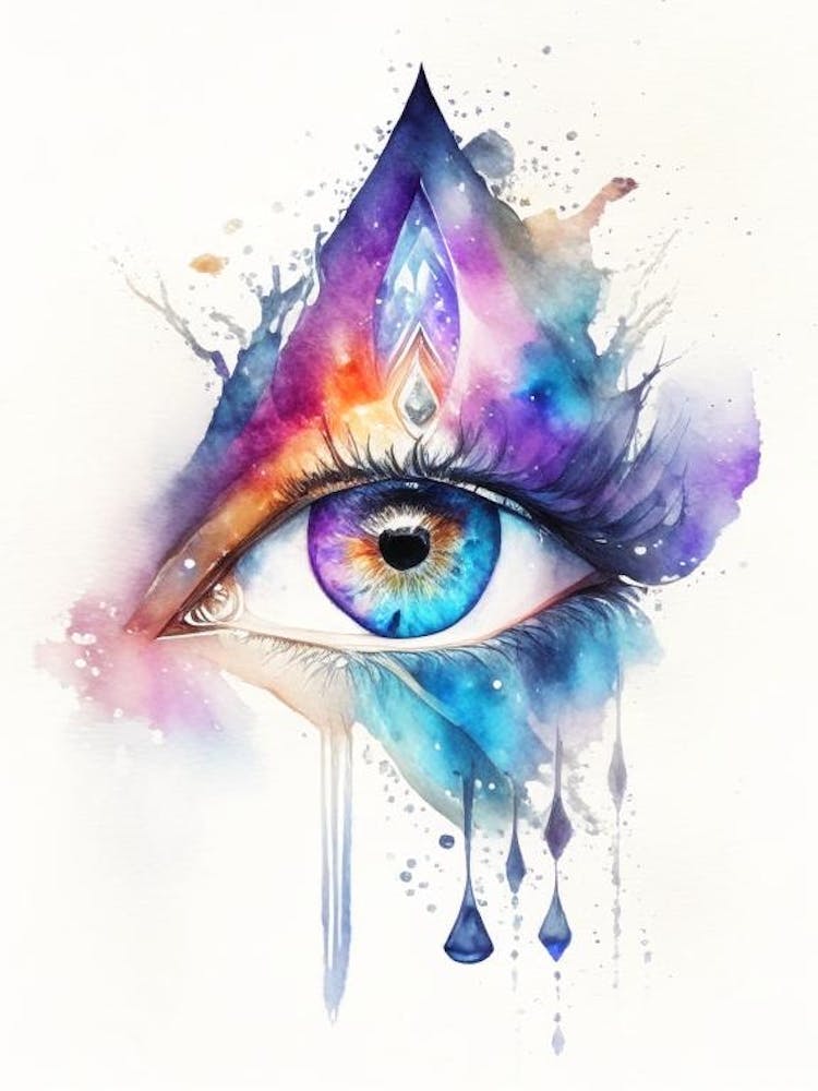 Spiritual Awakening, Symbol, Third Eye Watercolour 1