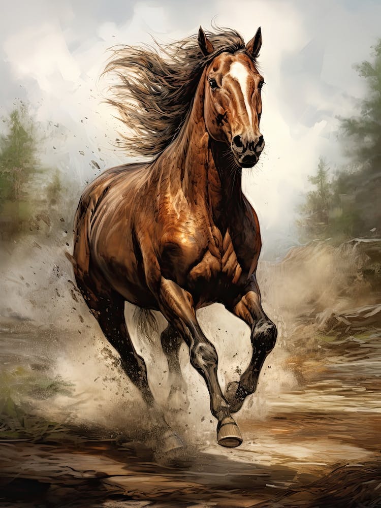 A Horse Painting In The Style Of Photorealistic Technique 3