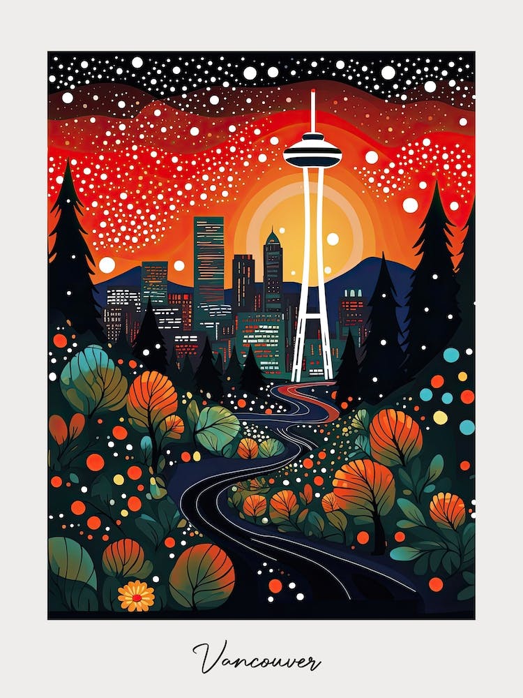 Poster Of Vancouver, Illustration In The Style Of Pop Art 1