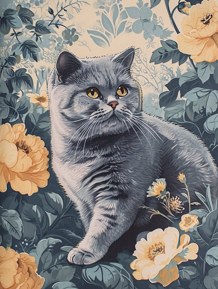 British Shorthair Japanese Illustration 4
