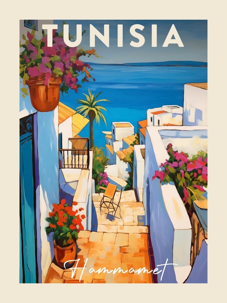 Hammamet Tunisia 2 Fauvist Painting  Travel Poster