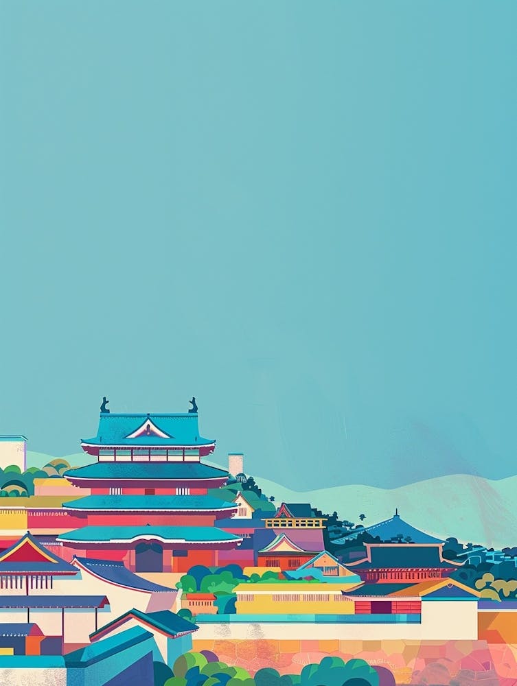 Nijo Castle Kyoto 2 Colourful Illustration