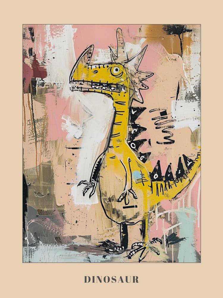 Mustard Graffiti Dino Poster