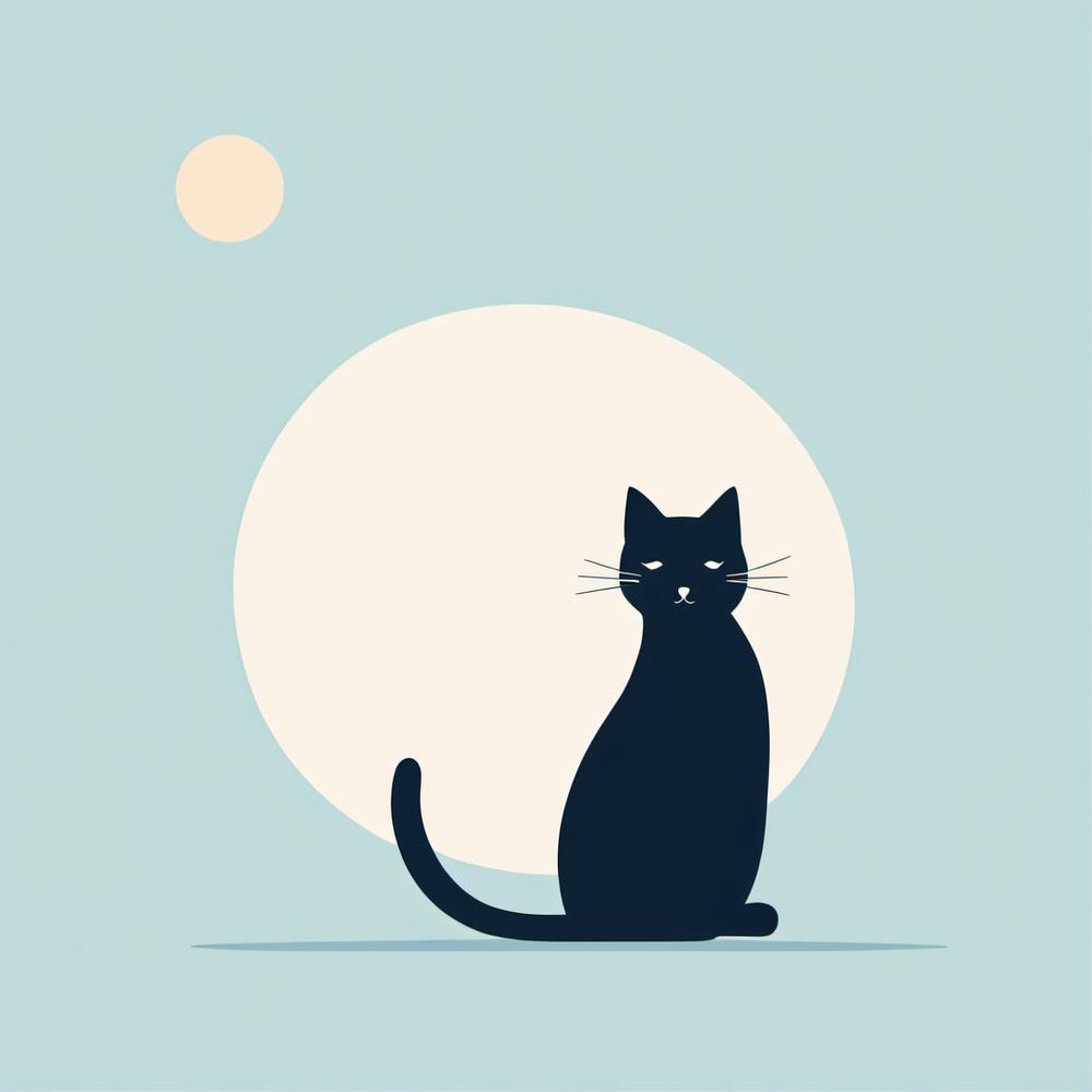 Schwarze Katze im Mondlicht 1