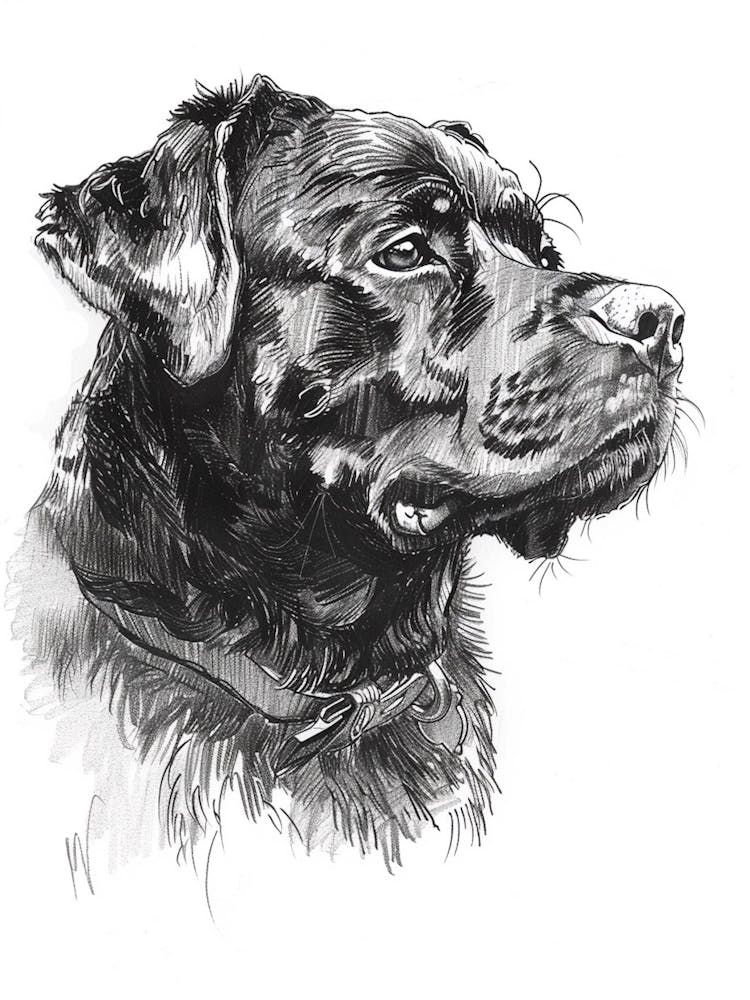 Rottweiler Dog Line Sketch3