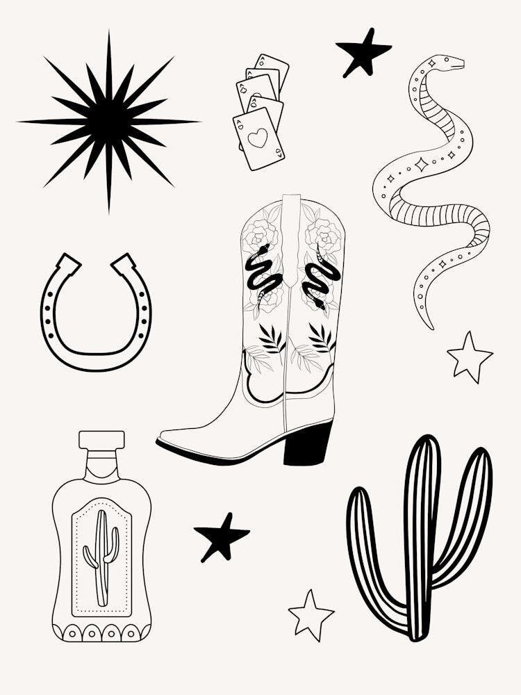 Western Line Drawing B&W