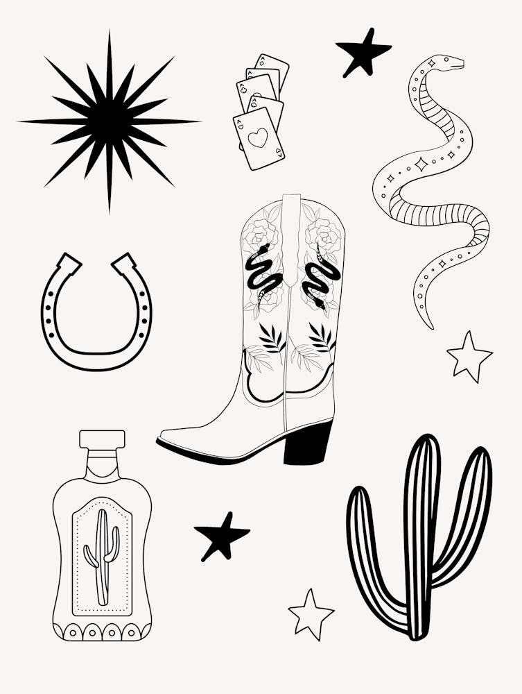 Western Line Drawing B&W