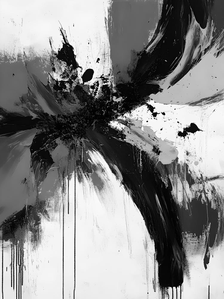 Abstract Black And White Painting 58