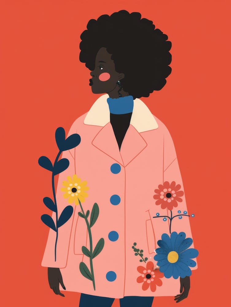 Afro Girl With Flowers 2