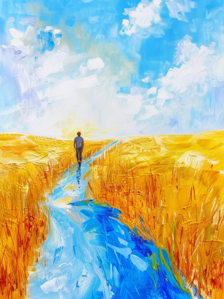 Man Walking In The Wheat Field