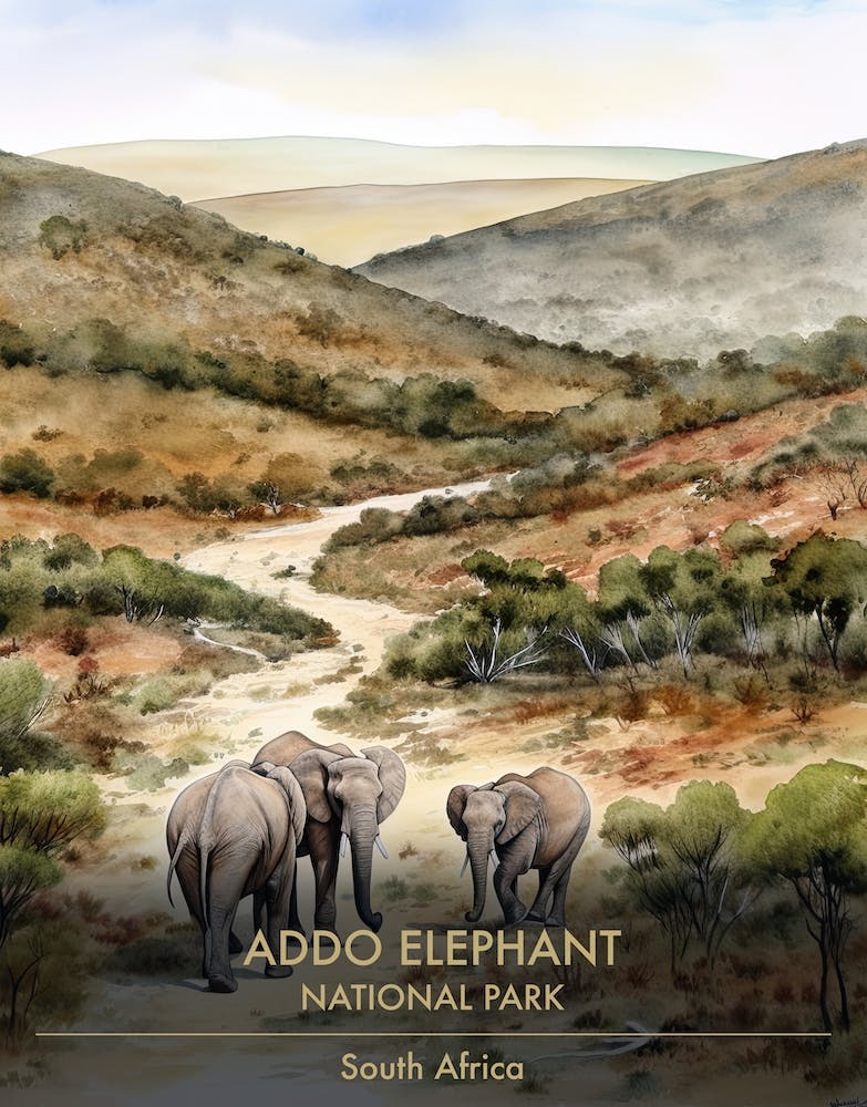 Addo Elephant National Park South Africa Watercolour 4