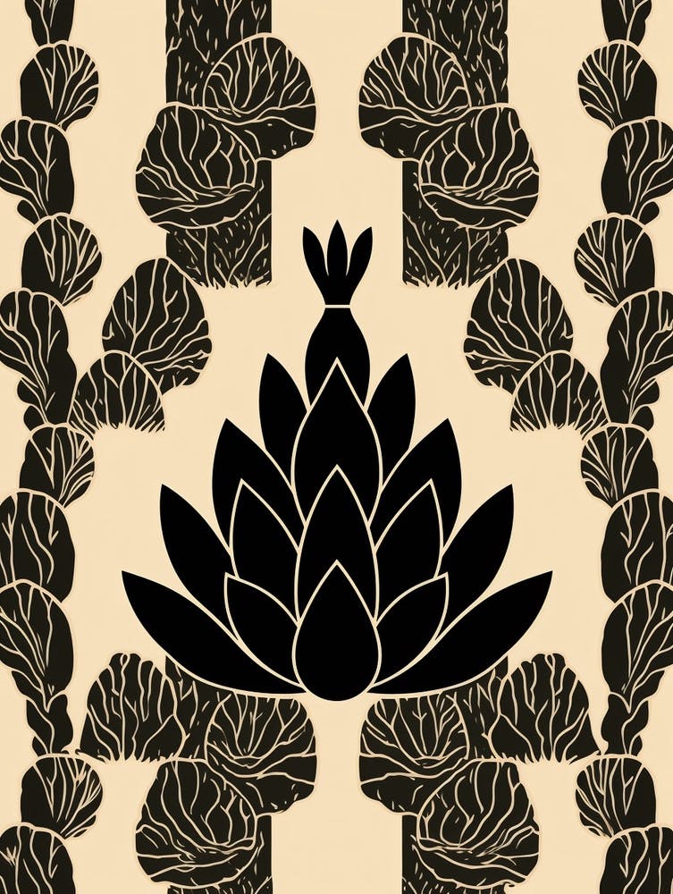 B&W Cactus Illustration Bunny Ear Cactus 2