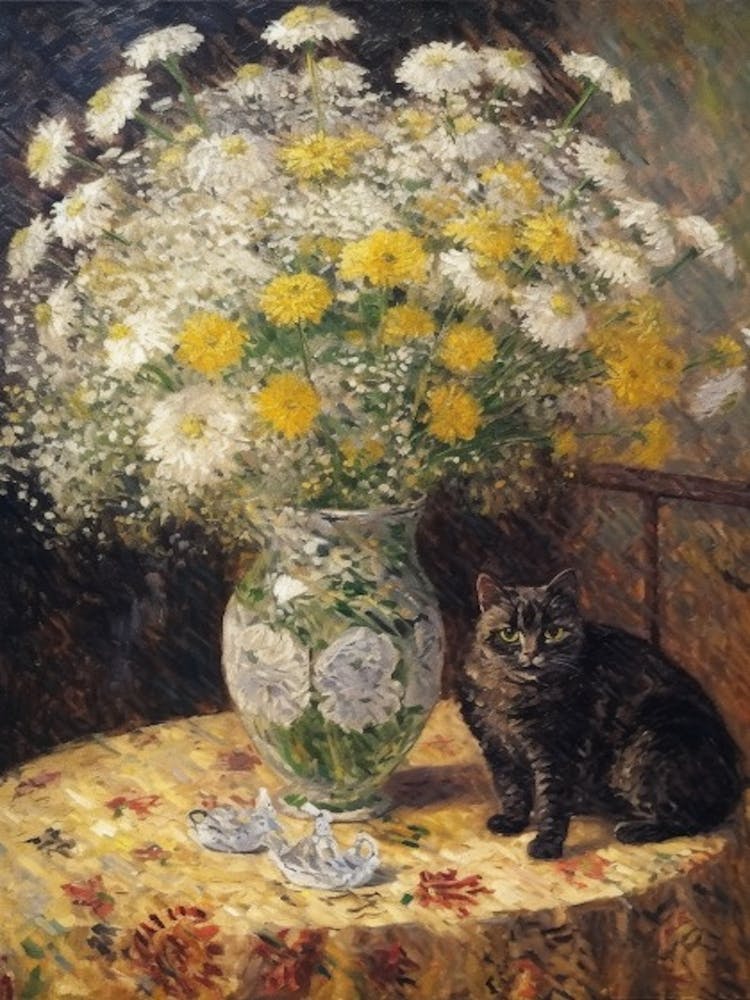 Queen Anne’S Lace With A Cat 1