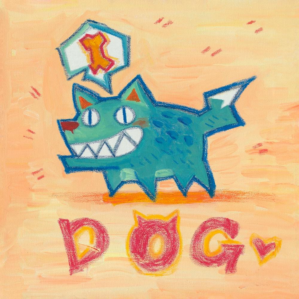 cartoon oil painting：Martian Dog