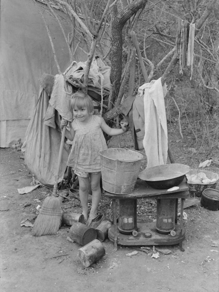 Outdoor Stove, Washstand And Other Household Equipment Of White Migrant Family Near Harlingen, Texas By Russell