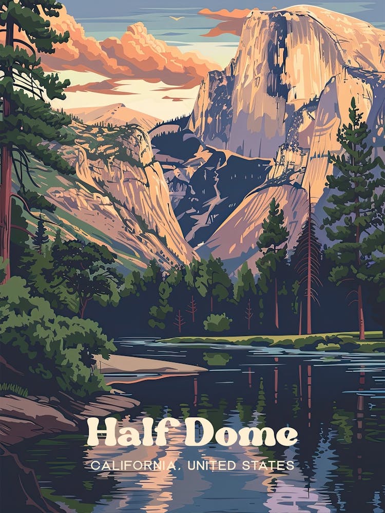 Half Dome California Hiking Travel Art