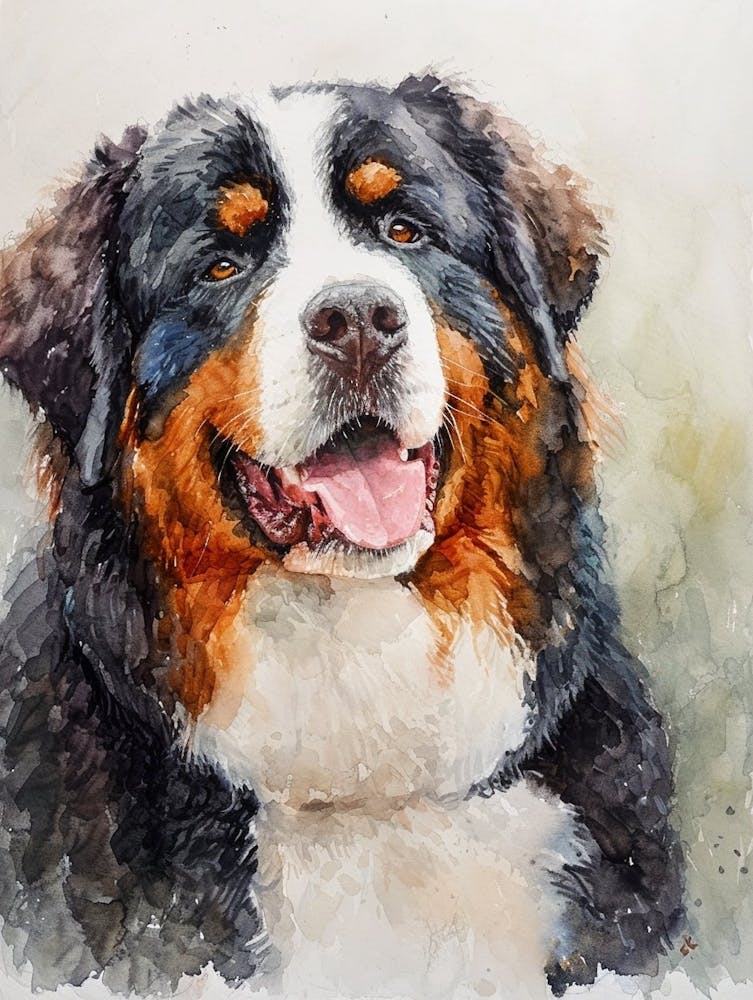 Bernese Mountain Dog Watercolor Painting 3