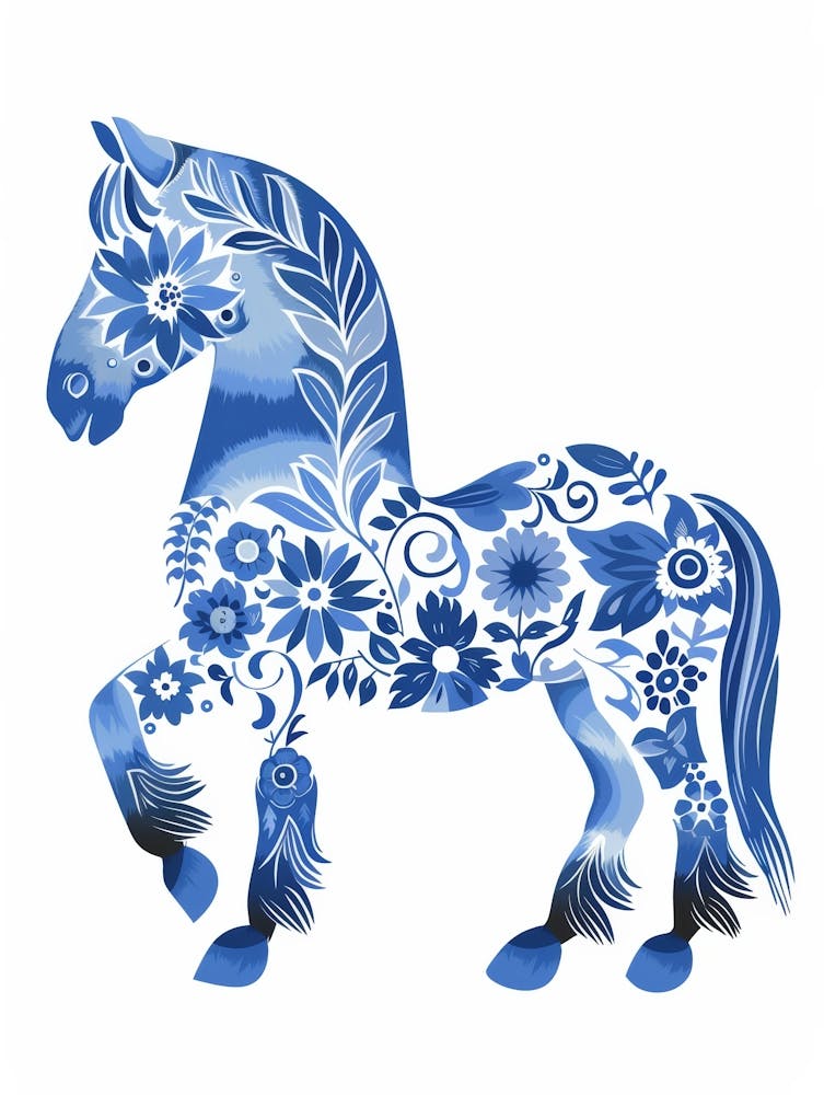 Blaues und Weißes Pferd