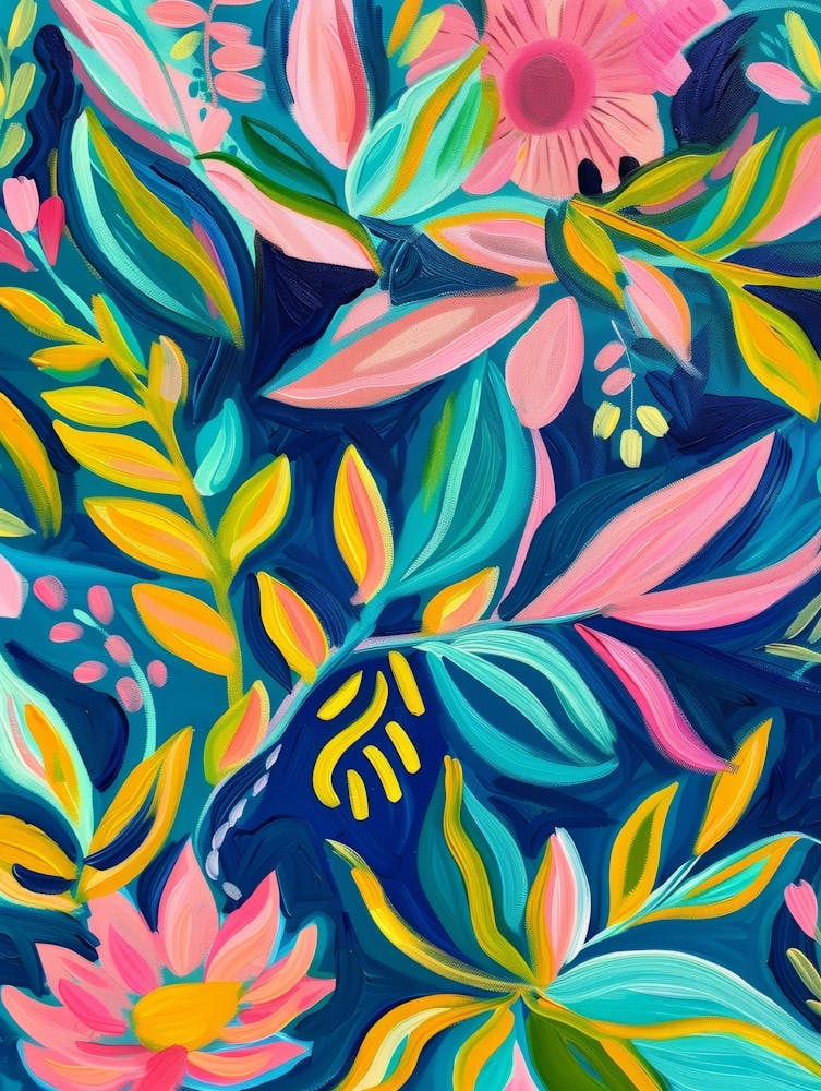 Pink And Yellow Floral Painting