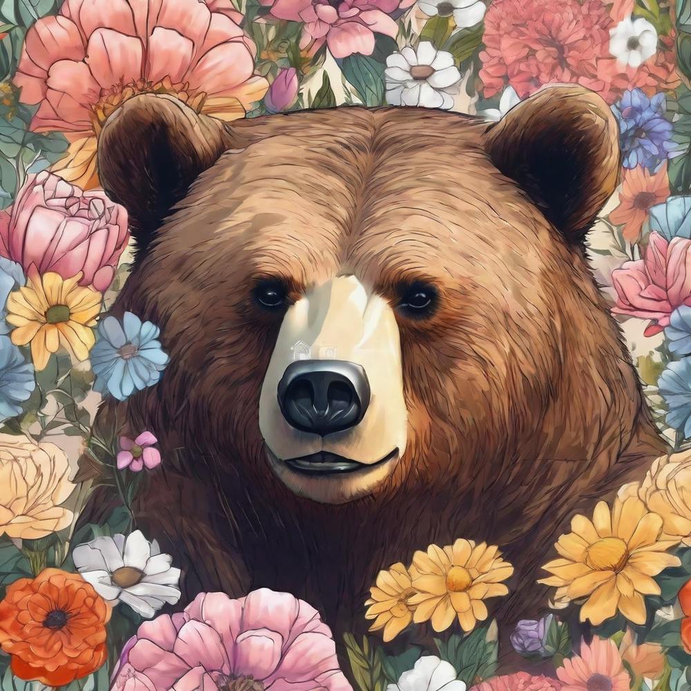 Beautiful bear with roses
