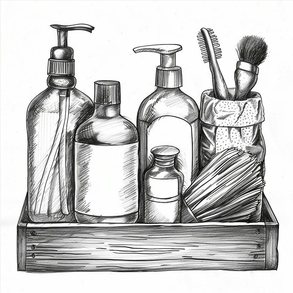 Hand Drawn Sketch Of Bathroom Products