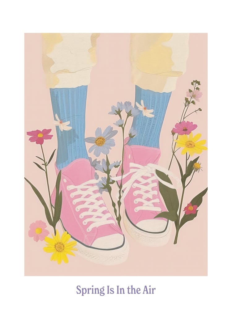 Spring In In The Air Pink Shoes And Wild Flowers 1