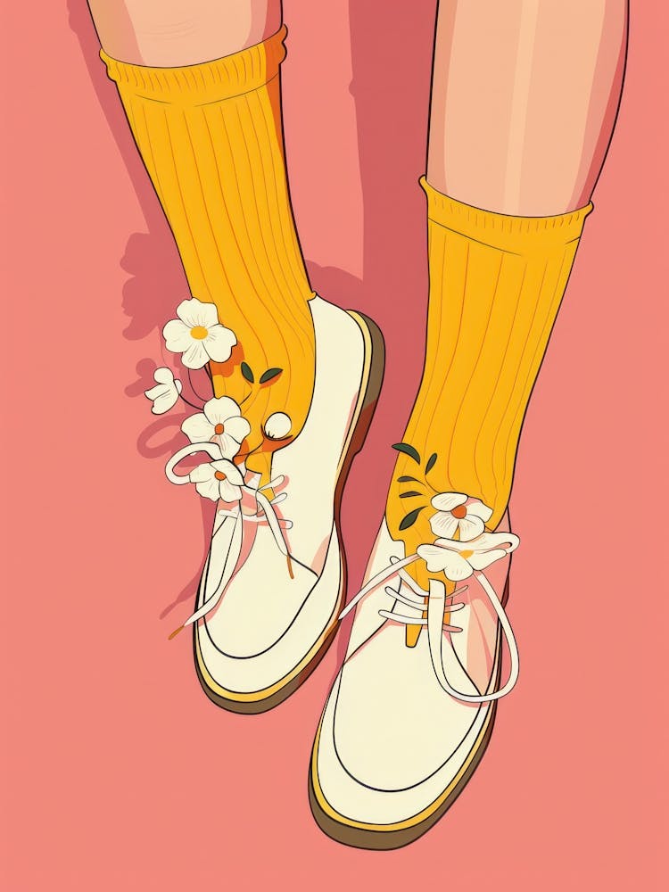 Yellow And Pink Flower Shoes 2