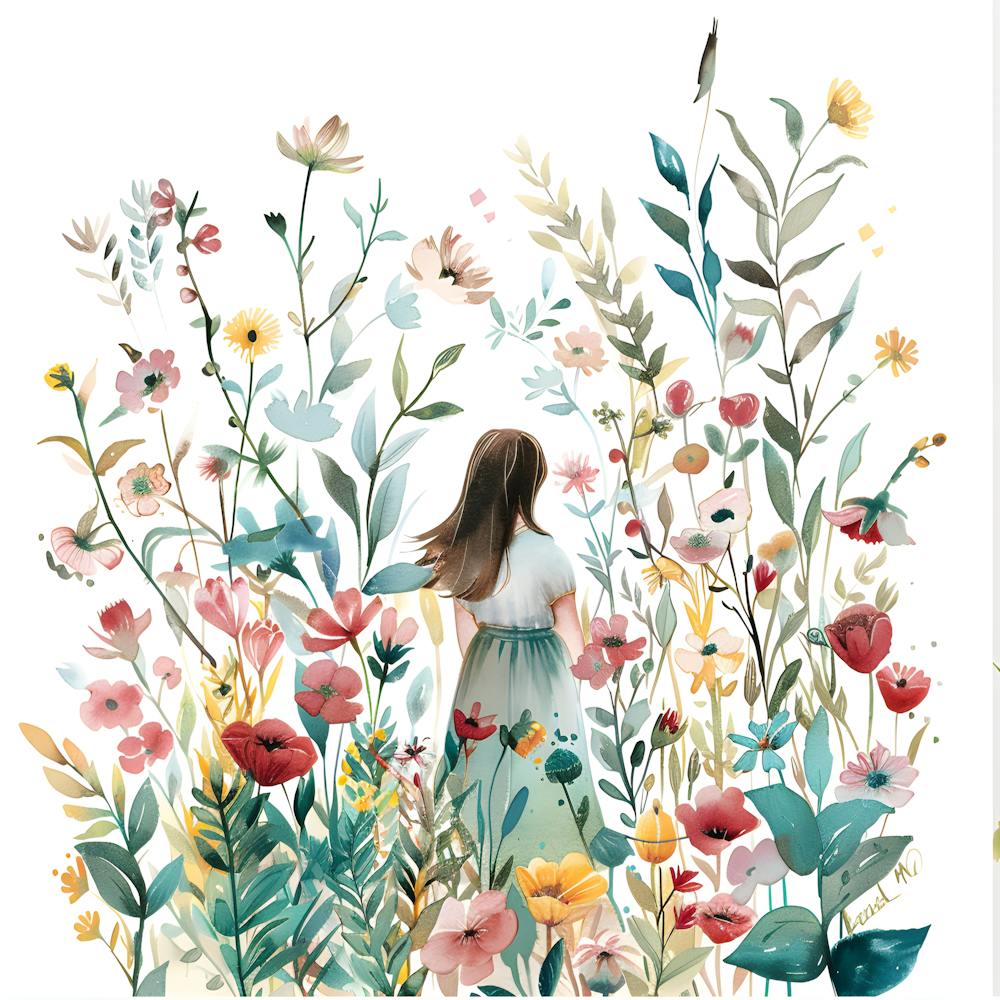 Beauté Fleurie Femme Dans Un Jardin Floral