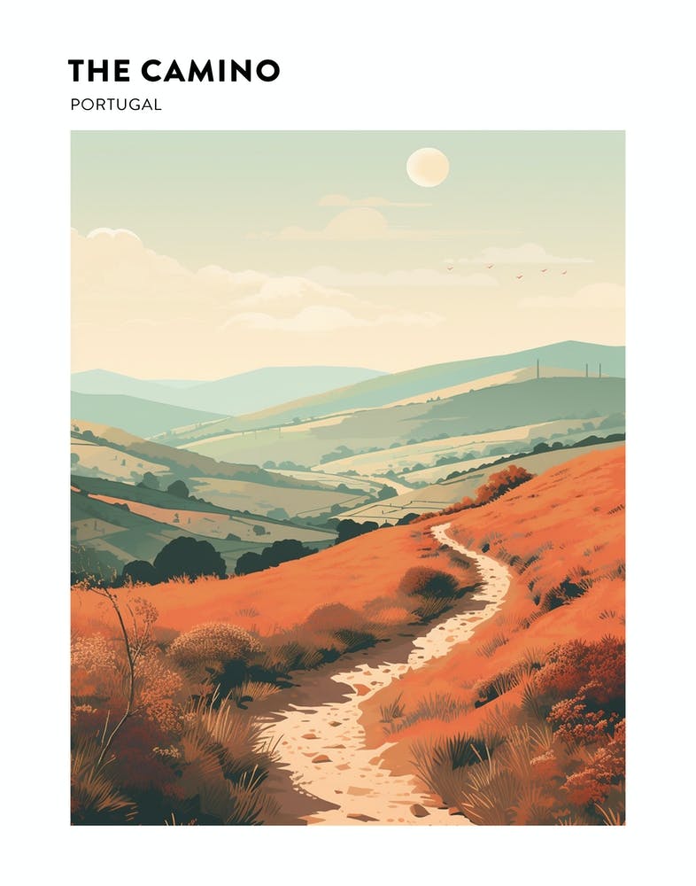The Camino Portugal Hiking Trail Landscape Poster