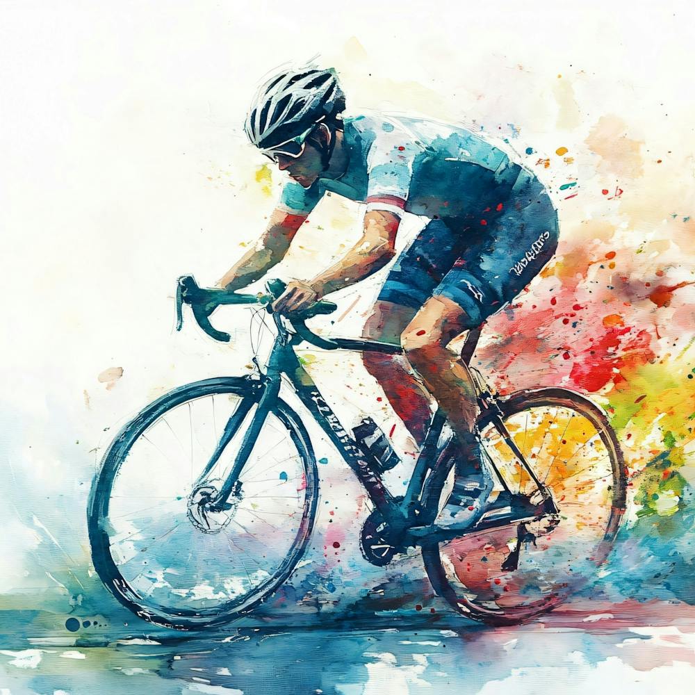 Watercolor Of A Cyclist