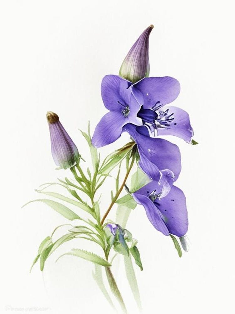 Marsh Bellflower Wildflower Watercolour