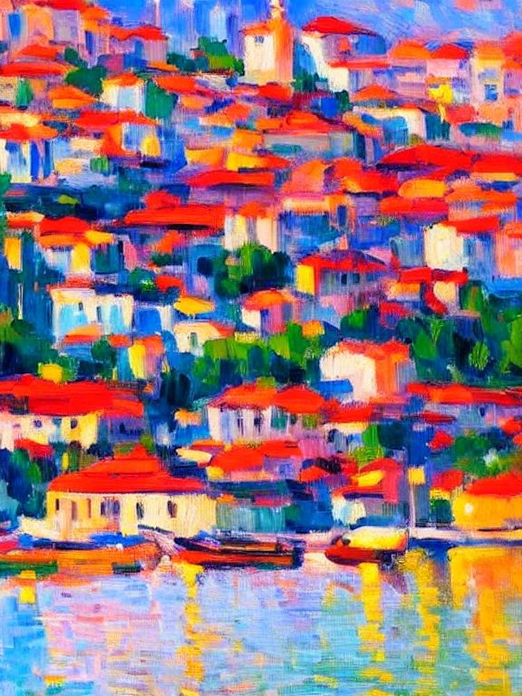 Port Of Rijeka Croatia Brushwork Painting harbour