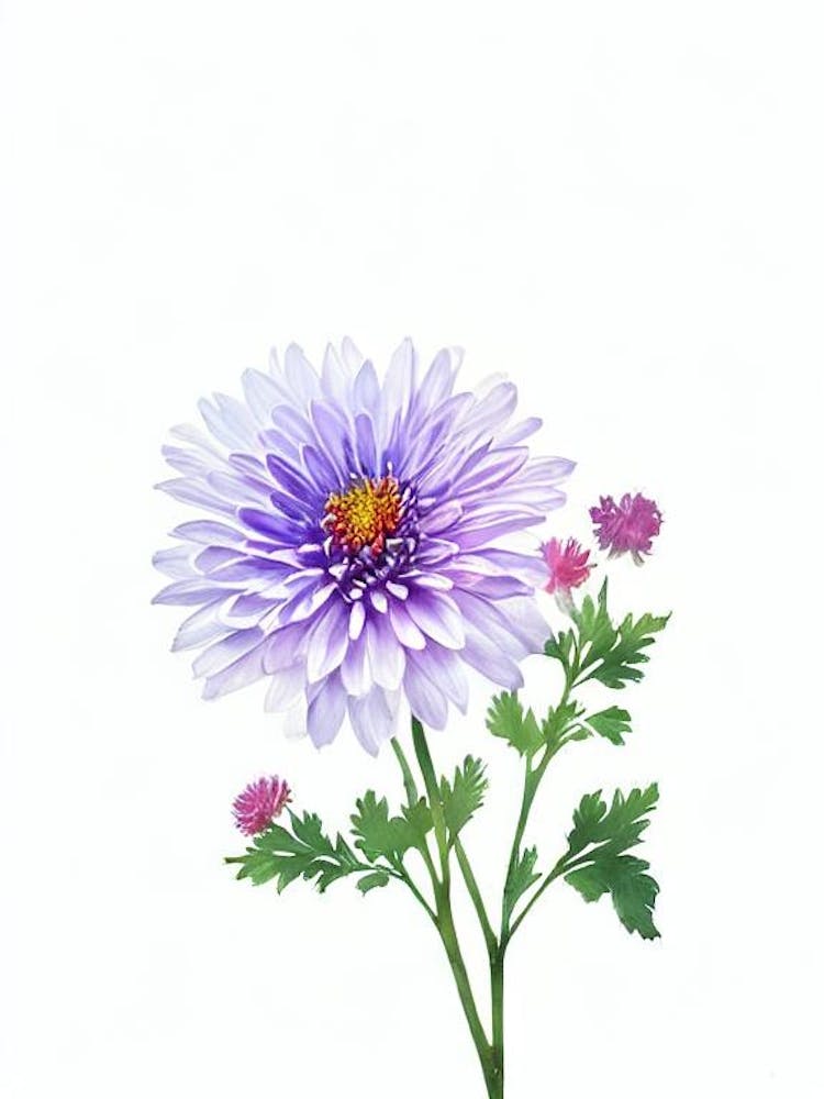 Chrysanthemums Purple  Watercolour Flower