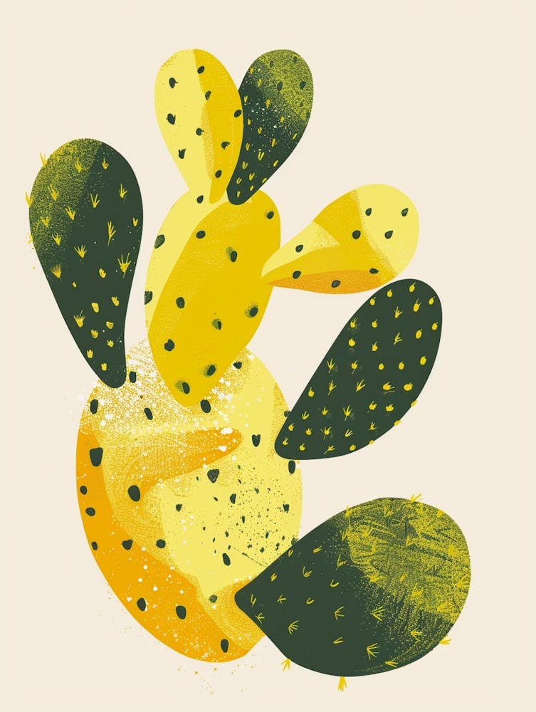 Lemon Ball Cactus Minimalist Abstract Illustration 4