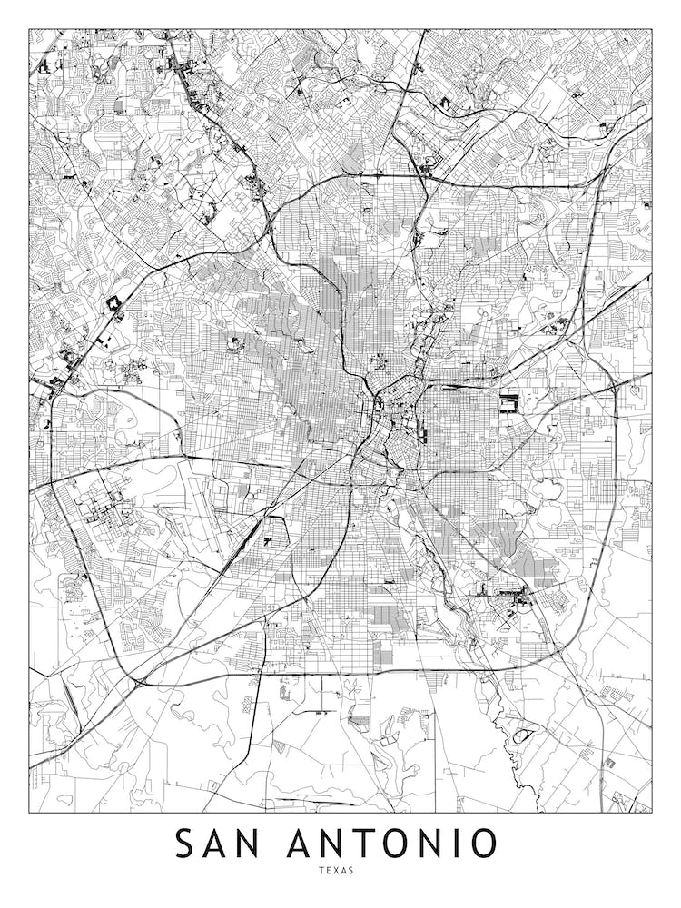 San Antonio White Map