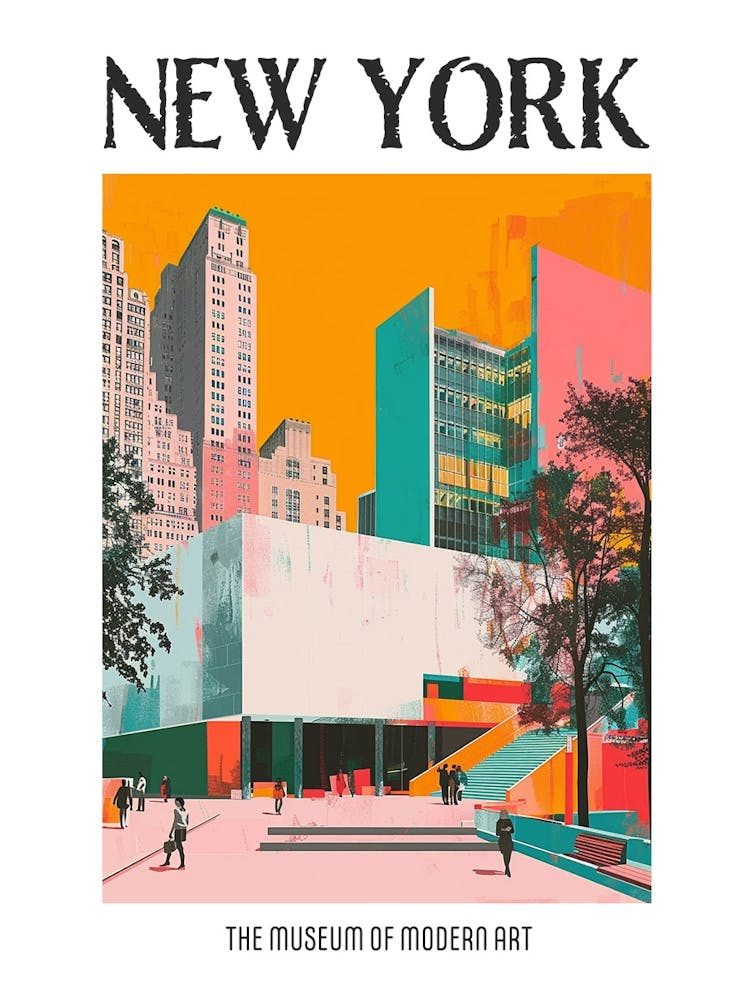 The Museum Of Modern Art New York Farbenfrohe Siebdruck-Illustration 1 Poster