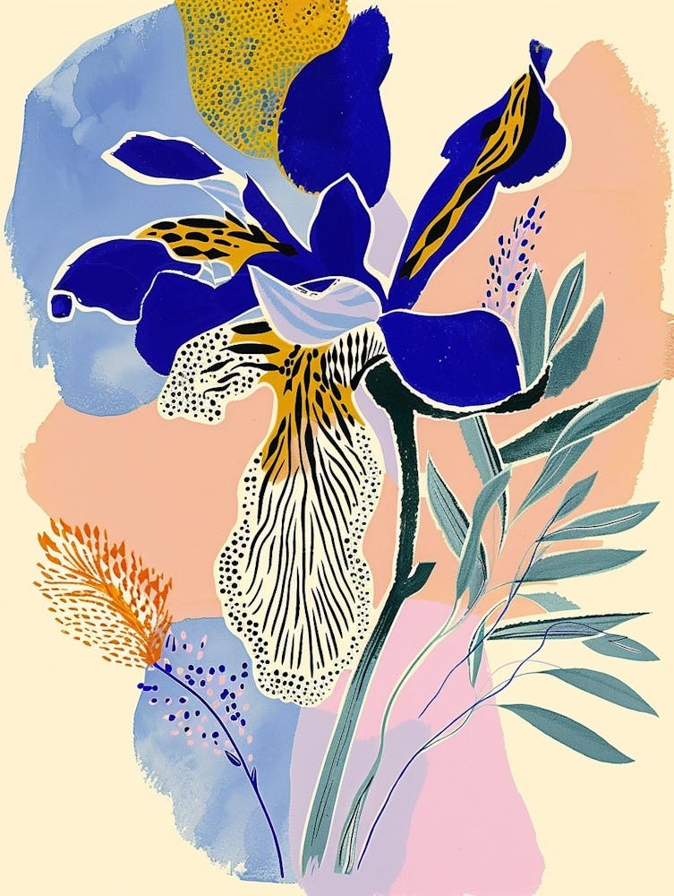 Colourful Flower Illustration Aconitum 2