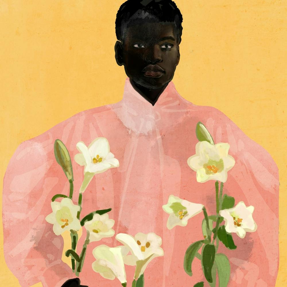 Girl Holding Flowers 2