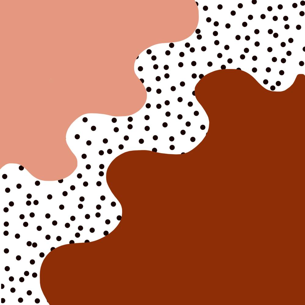 Abstract Wavy Brown and Polka Dots