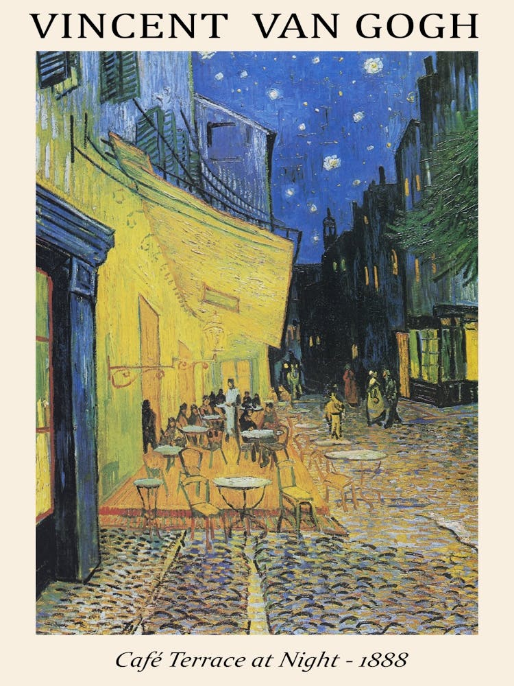 Vincent Van Gogh Café Terrace At Night (1888) Vintage Poster