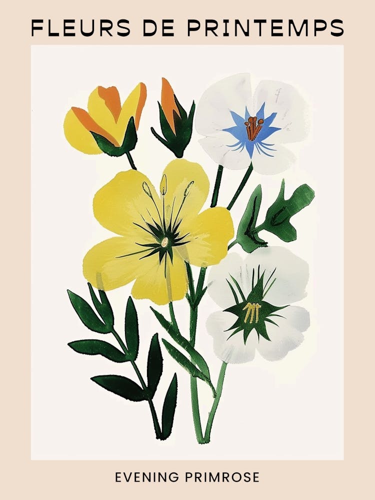 Spring Floral French Poster  Evening Primrose 2