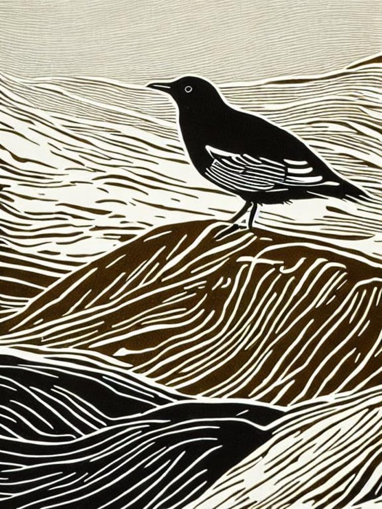 Dipper Linocut Bird