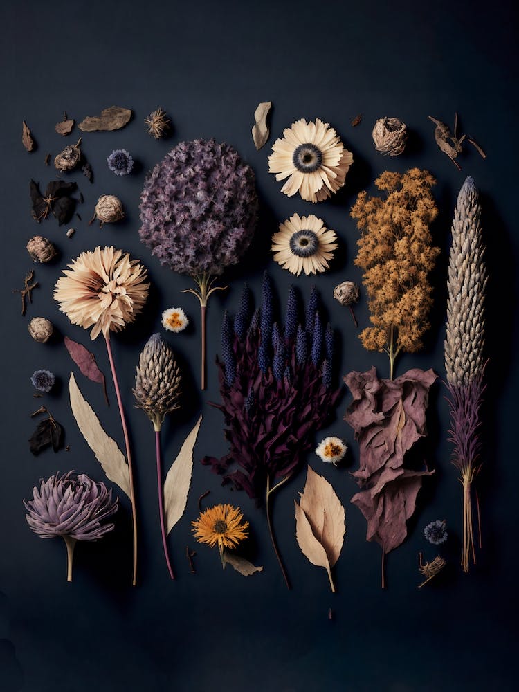 Dark Dried Flowers Collection Purple